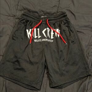 Kill Crew Black Shorts with Red Accents